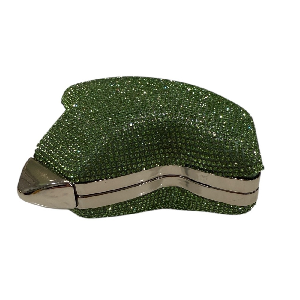 Rhinestone Ivy Leaf Elegant Clutch Evening Bag with Chain Strap for Formalwear - Picture 10 of 16